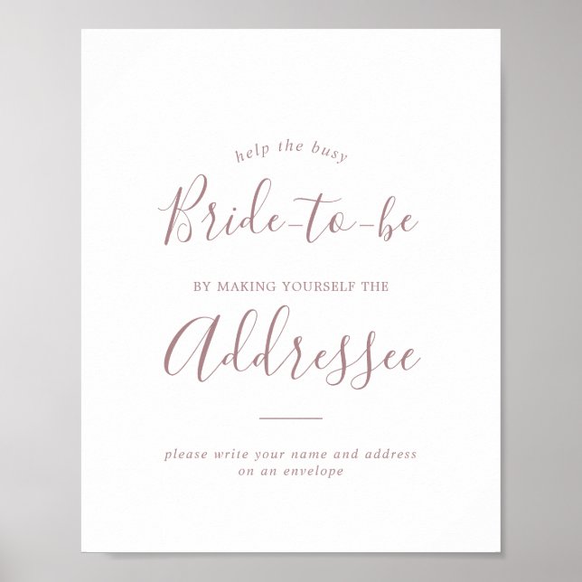 Minimalist Rose Gold Address an Envelope Sign (Front)