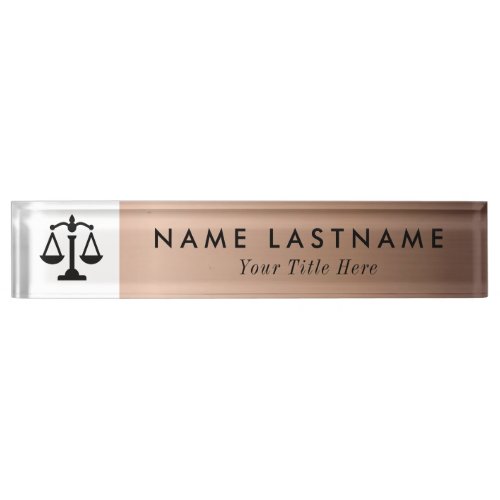  Minimalist Rose Gold Attorney  Desk Name Plate