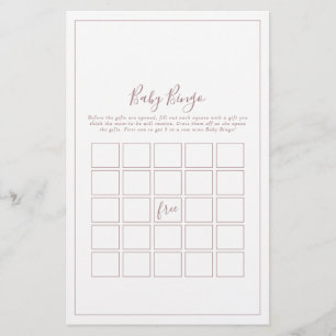 Minimalist Rose Gold Baby Bingo Game Flyer