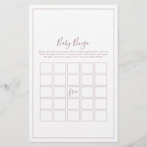 Minimalist Rose Gold Baby Bingo Game Flyer