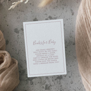 Minimalist Rose Gold Baby Shower Books for Baby Enclosure Card
