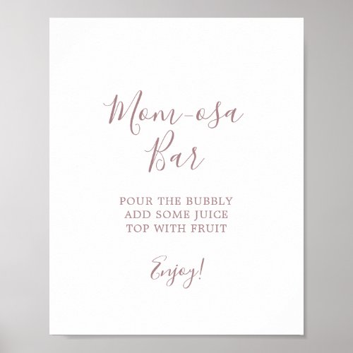 Minimalist Rose Gold Baby Shower Mom_osa Bar Sign
