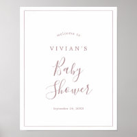 Minimalist Rose Gold Baby Shower Welcome Poster