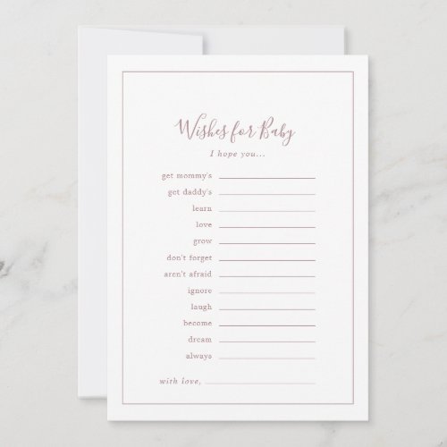 Minimalist Rose Gold Baby Shower Wishes for Baby Advice Card