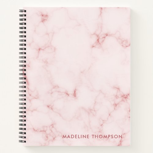 Minimalist Rose Gold Blush Pink Marble Spiral Notebook