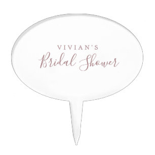 Minimalist Rose Gold Bridal Shower Cake Topper