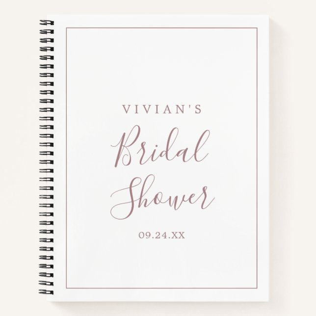 Minimalist Rose Gold Bridal Shower Gift List Notebook (Front)