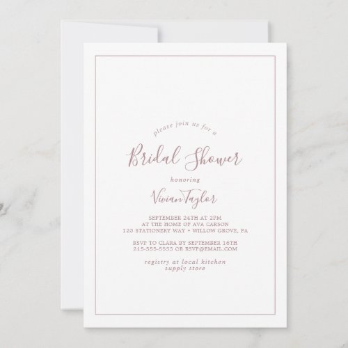 Minimalist Rose Gold Bridal Shower Invitation