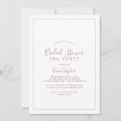 Minimalist Rose Gold Bridal Shower Tea Party Invitation (Front)