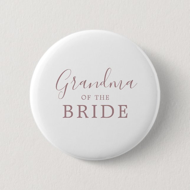 Minimalist Rose Gold Bride Grandma Bridal Shower Button (Front)