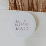 Minimalist Rose Gold Bridesmaid Bridal Shower Button<br><div class="desc">This minimalist rose gold bridesmaid bridal shower button is perfect for a simple wedding shower. The modern romantic design features classic rose gold and white typography paired with a rustic yet elegant calligraphy with vintage hand lettered style. Customizable in any color. Keep the design simple and elegant, as is, or...</div>