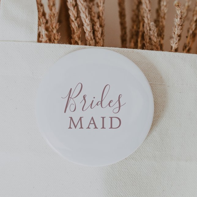 Minimalist Rose Gold Bridesmaid Bridal Shower Button (Creator Uploaded)