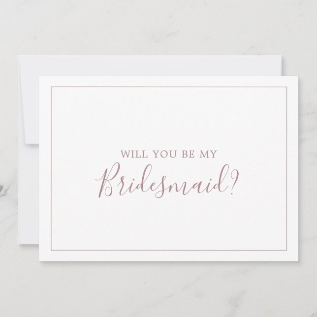 Minimalist Rose Gold Bridesmaid Proposal Card (Front)