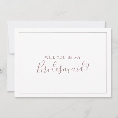 Minimalist Rose Gold Bridesmaid Proposal Card