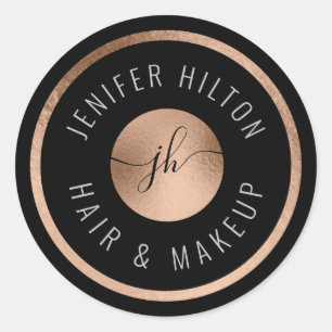 Minimalist rose gold circle monogram classic round sticker