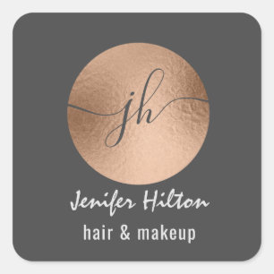 Minimalist rose gold circle monogram square sticker