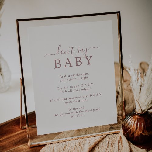 Minimalist Rose Gold Dont Say Baby Game Sign