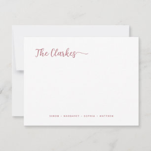 Minimalist Rose Gold Family Stationery Note Card