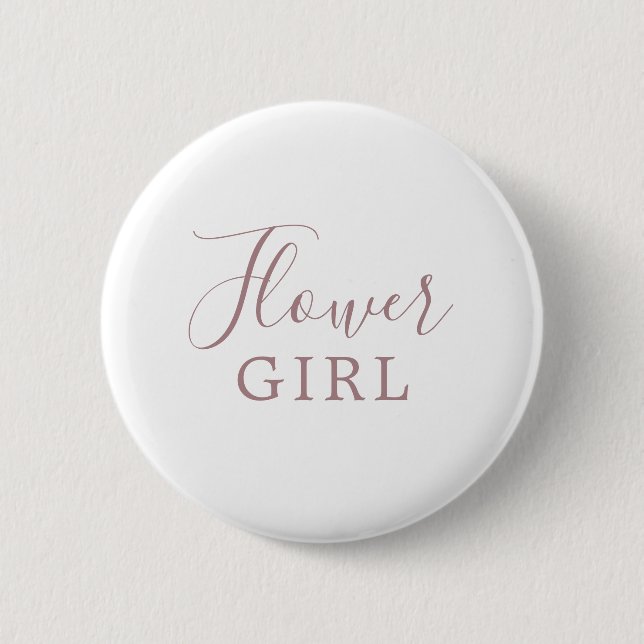 Minimalist Rose Gold Flower Girl Bridal Shower Button (Front)