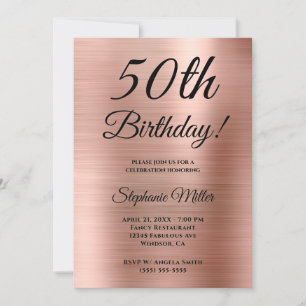 Minimalist Rose Gold Foil Birthday Invitation