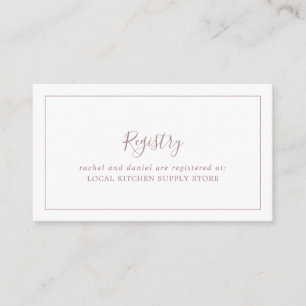 Minimalist Rose Gold Gift Registry Enclosure Card