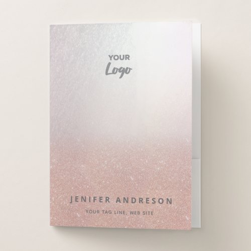 minimalist rose gold glitter ombre logo pocket folder