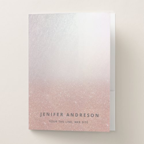 minimalist rose gold glitter ombre simple  pocket folder
