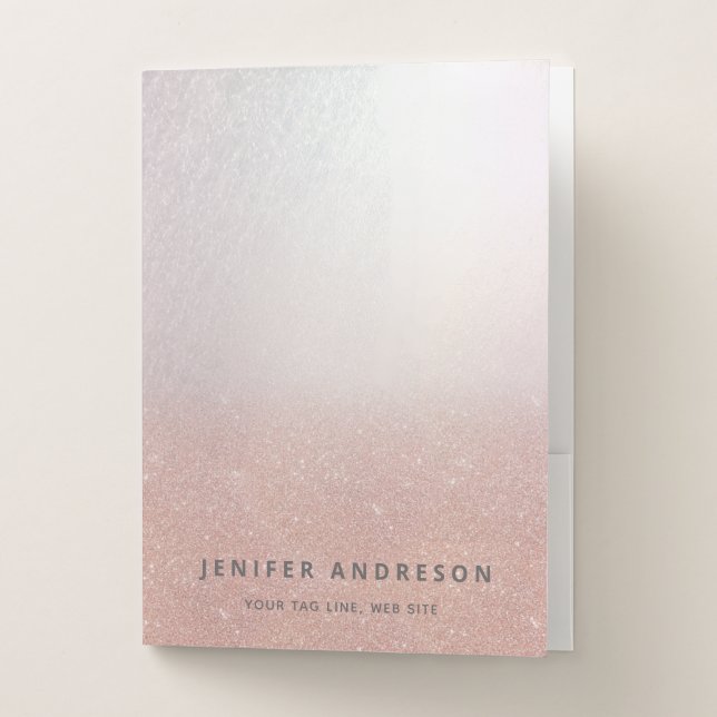 minimalist rose gold glitter ombre simple  pocket folder (Front)