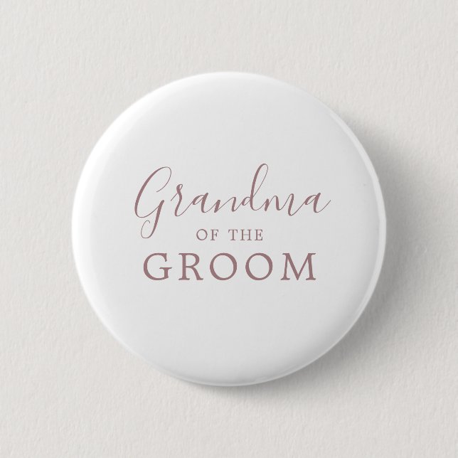 Minimalist Rose Gold Groom Grandma Bridal Shower Button (Front)