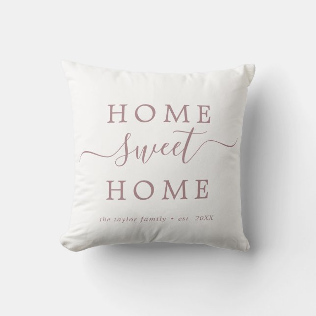 Minimalist Rose Gold Home Sweet Home Housewarming Throw Pillow (Front)