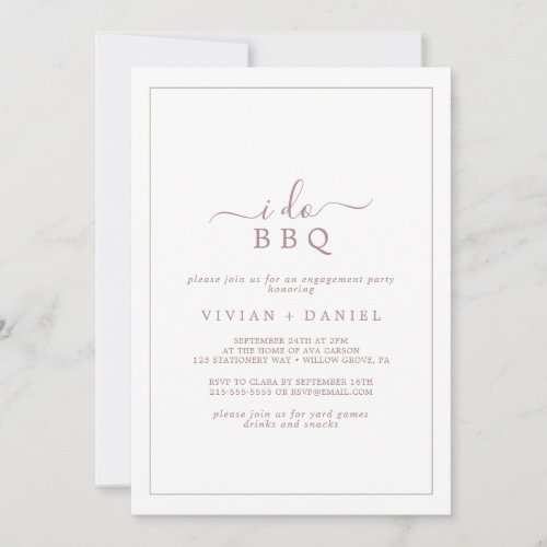 Minimalist Rose Gold I Do BBQ Engagement Party Invitation