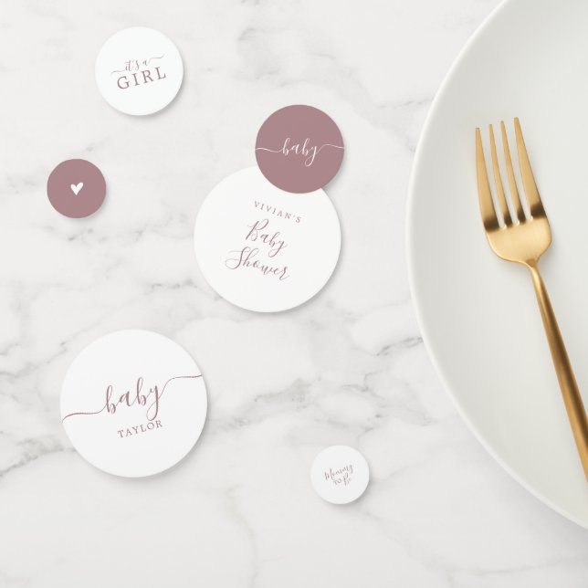 Minimalist Rose Gold It's A Girl Baby Shower Confetti (Group)