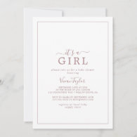 Minimalist Rose Gold It's A Girl Baby Shower Invitation