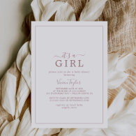 Minimalist Rose Gold It's A Girl Baby Shower Invitation