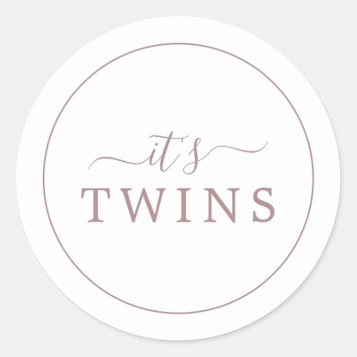 Minimalist Rose Gold Its Twins Baby Shower Classic Round Sticker