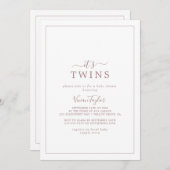 Minimalist Rose Gold It's Twins Baby Shower Invitation (Front/Back)