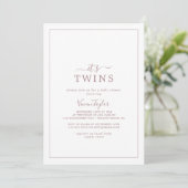 Minimalist Rose Gold It's Twins Baby Shower Invitation (Standing Front)