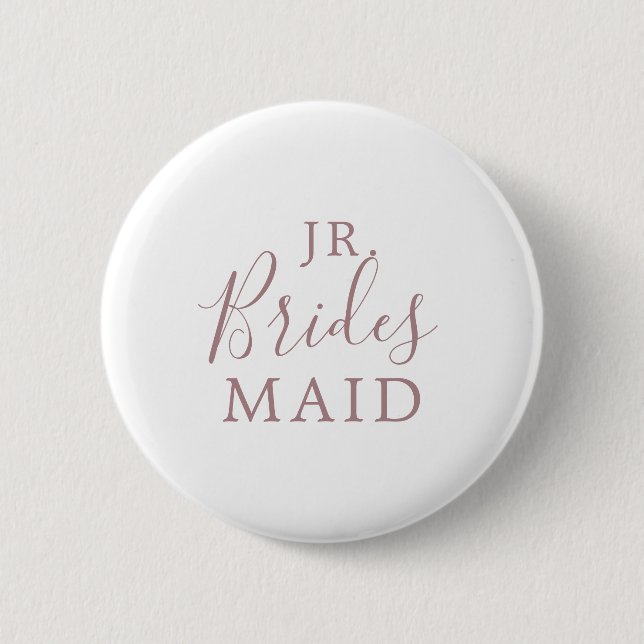 Minimalist Rose Gold Jr. Bridesmaid Bridal Shower Button (Front)