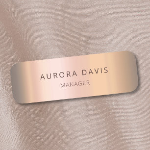 Minimalist Rose Gold Modern Business Name Tag