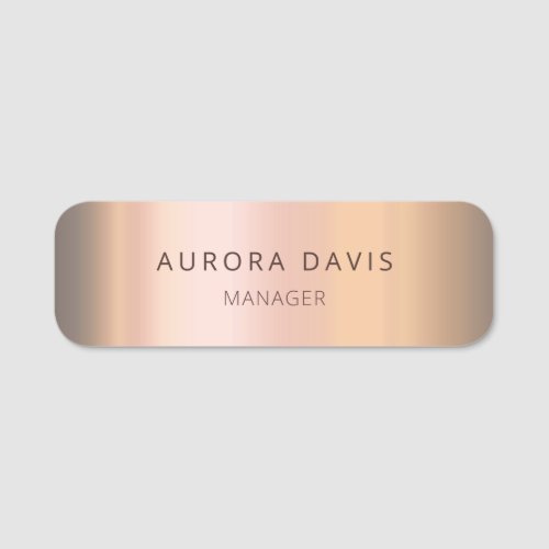 Minimalist Rose Gold Modern Business Name Tag