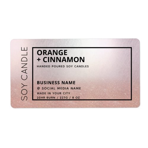 Minimalist  rose gold ombre soy candle label