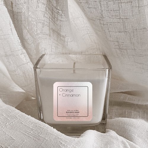 Minimalist  rose gold ombre soy candle  square sticker