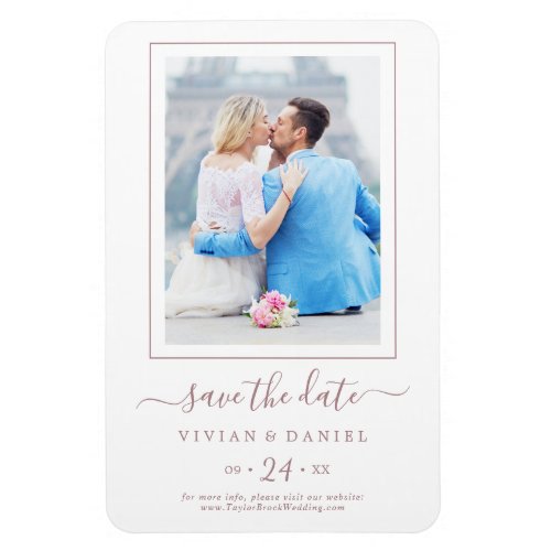 Minimalist Rose Gold Photo Save the Date Magnet