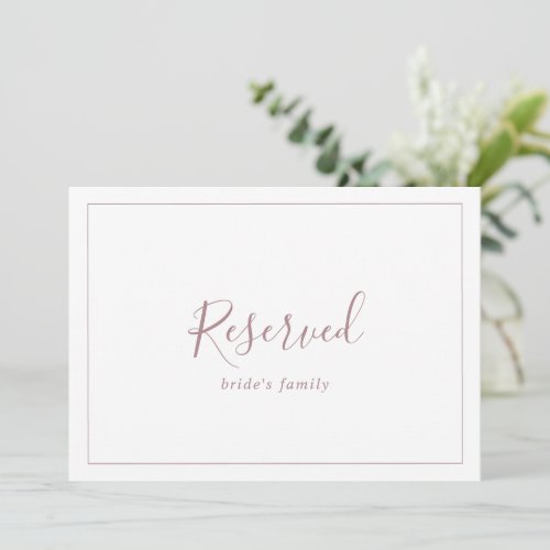 Minimalist Rose Gold Reserved Sign
