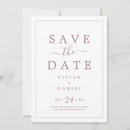 Minimalist Rose Gold Save the Date Announcement