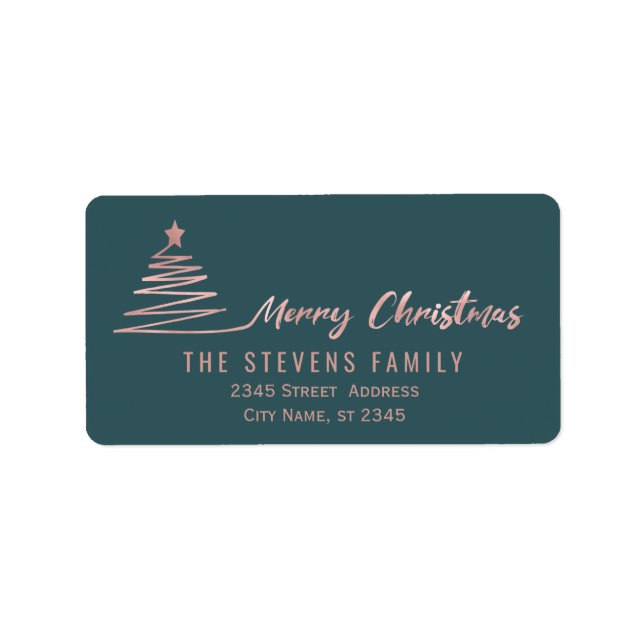 Minimalist rose gold script Merry Christmas Label (Front)