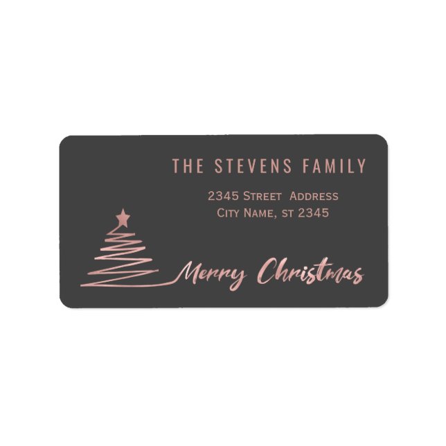 Minimalist rose gold script Merry Christmas Label (Front)