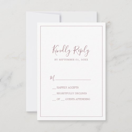 Minimalist Rose Gold Simple RSVP Card