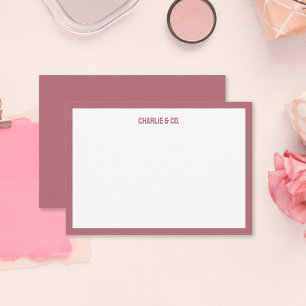 Minimalist Rose Gold, Single Border, Personalize Note Card