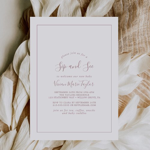 Minimalist Rose Gold Sip and See Invitation